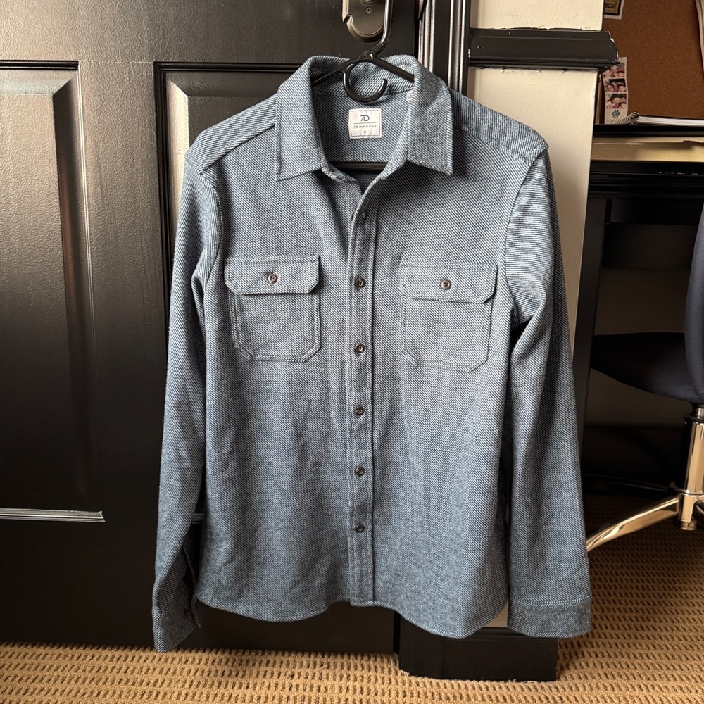 7 Diamonds Dark Blue Casual Button Down Shirt